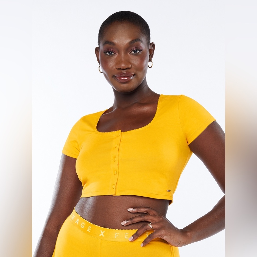 Savage X Fenty Cotton Yellow Jersey Crop Top EUC Women’s Size - S